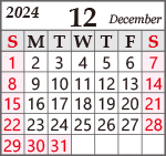 12月営業カレンダー